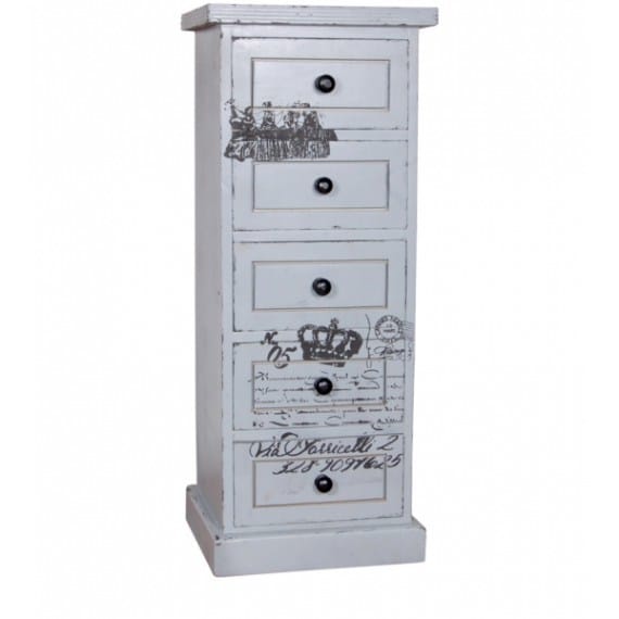 Solid Wood White Printed Drawer Chest Large India