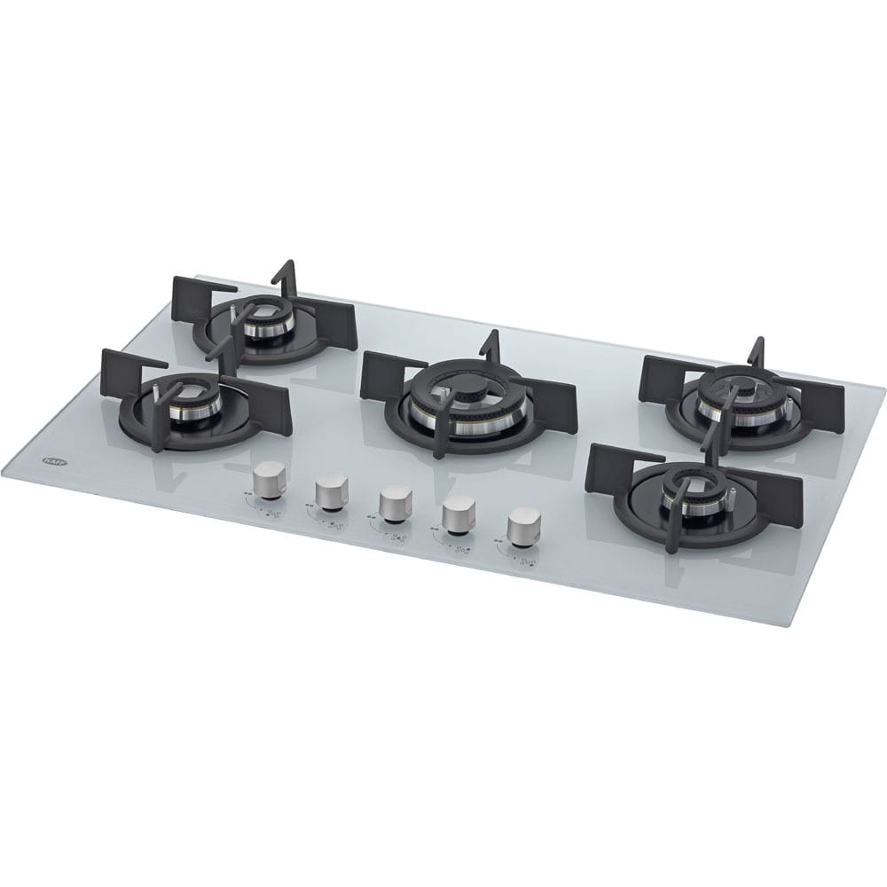 KHW 86 BR 5 White Tempered Glass Hob